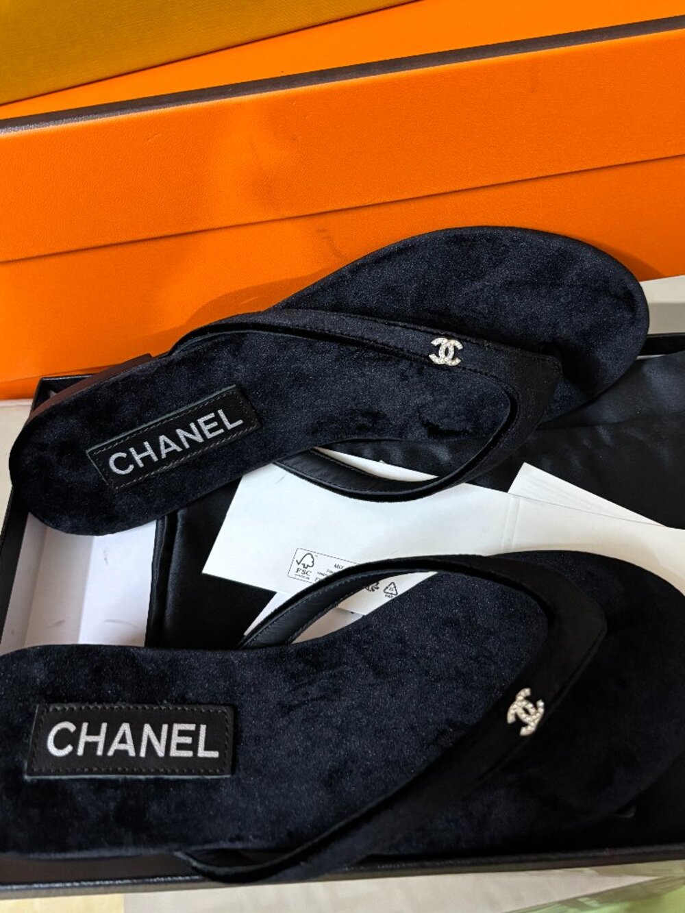 Chanel Velvet Flip-Flop Sandals - Picture 4 of 4